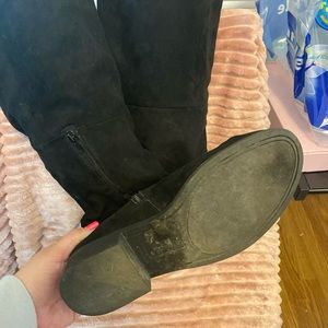 Black suede over the knee boots wide calf